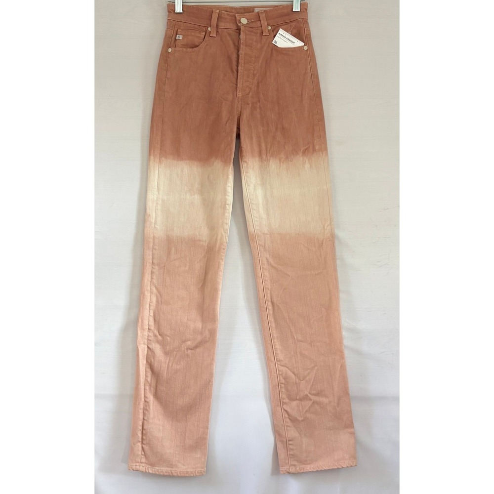 AG‎ Adriano Goldschmied Alexxis Straight High Rise Ombre Dip Dye Pink Jeans 26R